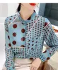 Women's Blouses & Shirts Fall Winter 2021 Women Stand Collar Long Sleeve Polka Dot Chiffon Blouse Plus Size Elegant Autumn Tops Chemise Blus