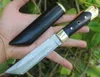 Top Quality Damascus Survival Straight Knife VG10-Damascus Steel Tanto Point Blade Full Tang Ebony + Brass Head Handle With Wood Sheath