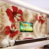 3D European Palace Wind Golden Jewel Flommar TV Vägg Anpassad stor väggmålning Grön tapeter Papel de Parede Para Quarto