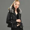 Lente Lederen Jas Damesmode Real Sheepskin Coat Rivet Motorfiets Biker Vrouwelijke Schapen