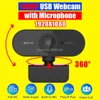 Webcam 1080p 60fps web câmera pc computador 360 USB camara capa 4k 2k kamerka internetwa desktops autofocus kamera microfon