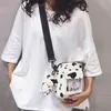Padrão de vaca de Harajuku bolsa para compras mulheres ombro mensageiro transprante transprante sacos de crossbody com pingente bonito