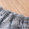 Casual Primavera Autunno 2 3 4 6 8 9 10 Anni Bambini Tasca Cotone Elastico Buco Denim Chiaro Jeans Blu Per Bambini Neonate 210414