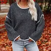 Batwing Mouw oversized Trui Pullovers Casual Losse Kwastje Grijze Sweater O Neck Vintage Winter Tops Kleding 210415