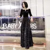 Noble V-neck Evening Dress Bling Sequins Banquet Temperament A-line Prom Velour Patchwork Party Plus Size 3XL Ethnic Clothing