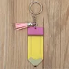 Chaveiro de lápis acrílico com anel borlas favor mini diy nome keyring presente de Natal para professor de estudante