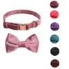 Solid Color Velvet Cat Collars Fashion Simple Bowknot Adjustable Personality Pets Supplies for Puppy Teddy Corgi