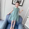 Vestito da ragazza motivo floreale cheongsam per ragazze maglia bambini costumi estivi per bambini 6 8 10 12 14 210528