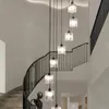 Nowoczesna spirala kryształowa klatka schodowa żyrandol luksusowy retro led sufit el lobby loft salon oświetlenie wiszące lampy