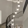 Modern Spiral Crystal Staircase Chandelier Luxury Retro LED Ceiling El Lobby Loft Living Room Lighting Pendant Lamps