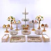 Andere feestelijke feestartikelen 14 stks kristal metalen taart stand set acryl spiegel cupcake decoraties dessert voetstuk bruiloft display lade