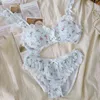Nxy kawaii lingerie naadloze lounge ondergoed set vrouwen meisjes Japanse sexy ruches bh en panty bort set floral cotton slipje 1129