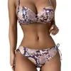 Bikini sexy in pelle di serpente Push Up Costumi da bagno donna Costumi da bagno donna Set due pezzi Reggiseno Coppa Costume da bagno Costume da bagno Costume da bagno donna 210712