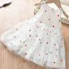 Girls Dress Summer Soft Mesh Love Floral Embroidery Sleeveless Princess Baby Kids Girl Clothing 210515