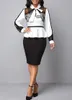 Casual Dresses Elegant Office Church For Women 2022 Formal Classy White Black Patchwork Business Dress Plus Size Vestidos Midi