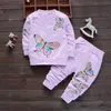 BOTEZAI Children Girls Clothing Sets Summer Fashion Style Butterfly Printed T-Shirts+Pants 2Pcs Baby Girls Clothes Sets 211021