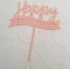 Tort Topper Akrylowe Party Supplies Happy Birthday MRS Gold Lustro Cupcake Toppers dla dzieci Baby Shower Ceremony Dekoracje