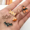 20Pcs/Pairs Enamel Halloween Charms Mixed Alloy Candy Ghost Pumpkin Bat Spider Hat Pendant DIY Jewelry Making Accessory