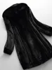 Lautaro hiver luxe long noir faux vison manteau de fourrure femmes avec capuche à manches longues élégant épais chaud moelleux fourrure veste 6XL 7XL 211018