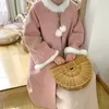 Lång ullrock söt varm vintergrav Kvinna avslappnad japansk stil överrock päls 210510