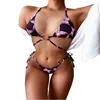 Butterfly Tiny String Halter Metal Ring Hollow Out Sexy Swimsuit Two Piece Women Bikini Swimwear Thong Push Up Padded Beachwear 210604