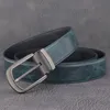 Cinture di alta qualità pin fibbia da uomo a luce blu 3.3 cm in vera pelle di lusso verde cinturino vita vintage vintage jean