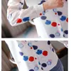 Autumn Button Cardigan Female Tops Polka Dot Long-Sleeve Blouse Office Lady Plus Size Chiffon Shirts Women 10894 210415