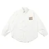 IDEEFB Męskie Lato Proste Białe Koszulki Koreański Trend Moda Designing Design Loose Długi Rękaw Koszula Odzież Odzież 210524
