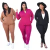 3XL 4XL 5XL Femmes Survêtements grande taille automne hiver Vêtements Jogger Costumes tenues noires Survêtements à manches longues Veste décontractée + pantalon Ensemble deux pièces vêtements surdimensionnés 6106