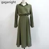 Elegante camisa de mujer vestido largo manga primavera otoño moda oficina dama vestidos chic coreano vestidos gota 210601