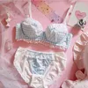 NXY SEXY SETCUTE Japanese Style Sky Blue Plaid Bra Panties Set Underwire Soft Underkläder Intimates Kawaii Lolita Lace Sexy Underkläder 1127