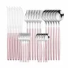 Dinnerware Sets Spoon Fork Knife Set Tableware Silverware 30Pcs Home Complete Dinner Pink Cutlery Stainless Steel