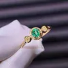 Anelli a grappolo Little Chic Gemme di smeraldo di cristallo verde per le donne Gioielli color oro Vintage Bijoux INS Accessori moda 2022 Trend