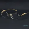リムレスヒョウシリーズ眼鏡女性女性ファッションサングラスステンレススチールキャットアイアイウェア大きな四角いメガネボックスCデコラット2486848