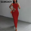 Sans manches O Neck Cutout Slim Maxi Dress Casual Sexy Solid Party Club Robes 210702