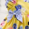 子供のための夏の花のドレス女の子素敵な蝶のサンドレスフリルスリーブカジュアルAライン服210529