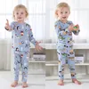 2021 Pigiama natalizio Set Cartoon Animal Print Autunno manica lunga Set di abbigliamento per bambini Abiti per bambini Neonati Tuta calda in cotone Biancheria intima Tute