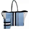 RTS Stripe Dign Neoprene Fashion Customized Beach Handbag Waterproof Neoprene Beach Tote Bag For Women