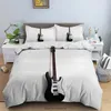 Bettwäsche -Sets 2/3pcs farbenfrohe Gitarren Bettlinge Cover Musikinstrumentset 3D -Druck für Schlafzimmer Bett Quilt Betthaut doppelte