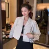 Kurzer Blazer Frauen gekerbt Koreanische Art Mode Tops Solid Büroarbeit Kleidung Weibliche Ankunft Jacke Frühling Herbst 210604