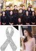 Pins, broches Thailand King Bhumibol Memory Ribbon Borstkanker Awareness Rhinestone Pin Garment Broche