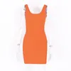 Mujeres sin mangas vestidos de tanque neón verde verano mini bodycon calle elástico punto casual flaco sólido vestidos desgaste 210517