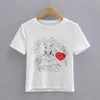 Women Cartoon Rabbit Print Crop T-shirt In White Clothing T Shirt for 210529