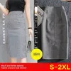 Korean women's tube skirt, fashion high waist skirt, sewing, check, black and white, office use, large size X0428