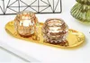 Dishes Plates Stainless Steel Towel Tray Storage Dish Plate Tea Fruit Trays Cosmetics Jewelry Organizer, Gold, Oval XB1