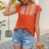 Summer Women Bluzka O Neck Butterfly Krótki Rękaw Patchwork T-Shirt Ladies Casual Loose Simple Streetwear Tops Koszula 210608