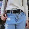 Ceintures Or Boucle Ronde Femme Loisirs Jeans Ceinture Sauvage Sans Épingle Pétale Puckle Cuir Marron Bracelet Noir Femmes