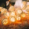 Strängar 2,5 m 20 LED Rose Flower Garland String Lights Battery Operated Fairy Christmas Holiday For Valentine Wedding Party Decors