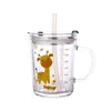 Printing Water Cup Glass Bottle Breakfast Milk Juice High Temperature Scale Kawaii Kitchen Supplies 211122