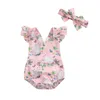 Пасхальный комбинезон для новорожденных, повязка на голову, комплект из 2 предметов, летний комбинезон с принтом кролика, комбинезоны принцессы для маленьких девочек, боди, одежда8577498